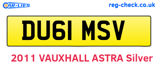 DU61MSV are the vehicle registration plates.