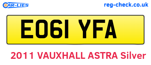EO61YFA are the vehicle registration plates.