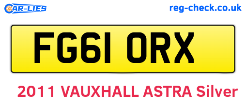FG61ORX are the vehicle registration plates.