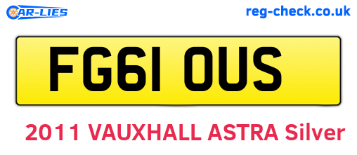 FG61OUS are the vehicle registration plates.
