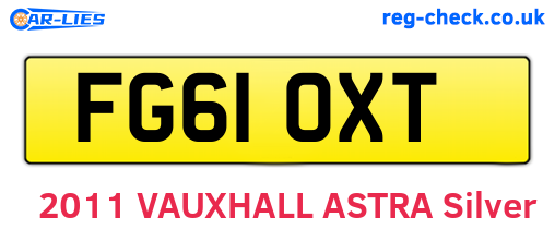 FG61OXT are the vehicle registration plates.