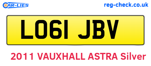 LO61JBV are the vehicle registration plates.