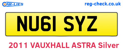 NU61SYZ are the vehicle registration plates.