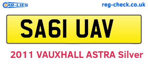 SA61UAV are the vehicle registration plates.