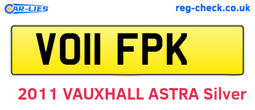 VO11FPK are the vehicle registration plates.