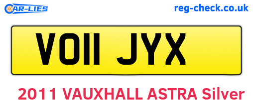 VO11JYX are the vehicle registration plates.
