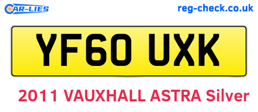 YF60UXK are the vehicle registration plates.