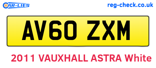 AV60ZXM are the vehicle registration plates.