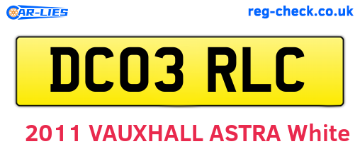 DC03RLC are the vehicle registration plates.
