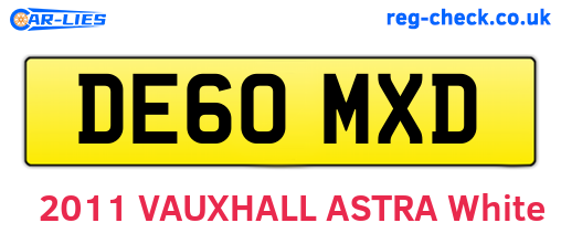 DE60MXD are the vehicle registration plates.