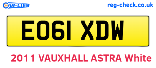EO61XDW are the vehicle registration plates.