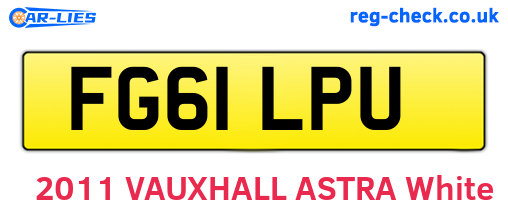 FG61LPU are the vehicle registration plates.