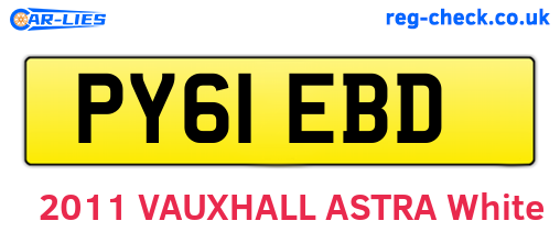 PY61EBD are the vehicle registration plates.