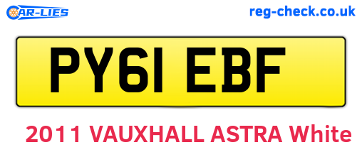 PY61EBF are the vehicle registration plates.