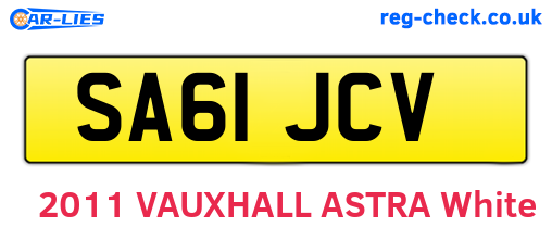 SA61JCV are the vehicle registration plates.