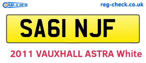 SA61NJF are the vehicle registration plates.