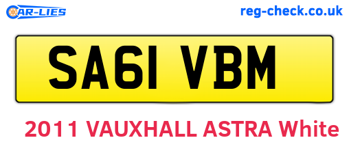 SA61VBM are the vehicle registration plates.