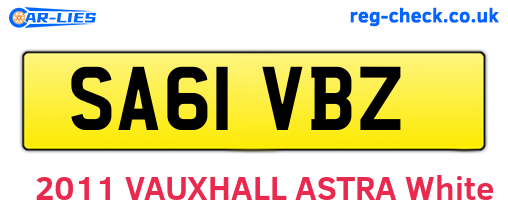 SA61VBZ are the vehicle registration plates.