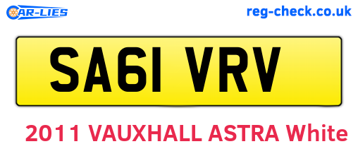 SA61VRV are the vehicle registration plates.
