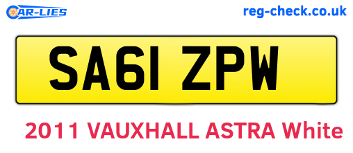 SA61ZPW are the vehicle registration plates.
