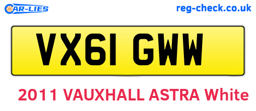 VX61GWW are the vehicle registration plates.