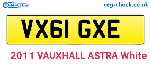 VX61GXE are the vehicle registration plates.