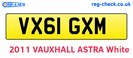 VX61GXM are the vehicle registration plates.