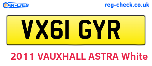 VX61GYR are the vehicle registration plates.