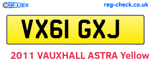 VX61GXJ are the vehicle registration plates.