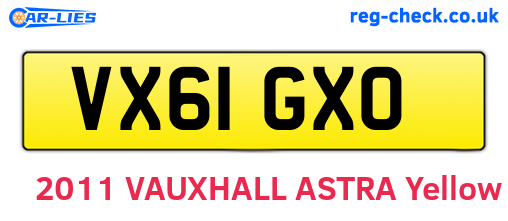 VX61GXO are the vehicle registration plates.