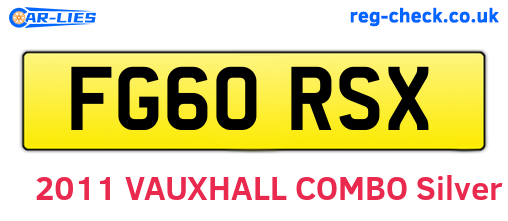 FG60RSX are the vehicle registration plates.