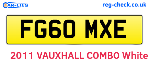 FG60MXE are the vehicle registration plates.