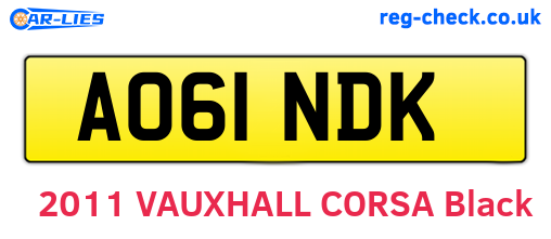 AO61NDK are the vehicle registration plates.
