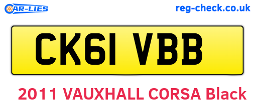 CK61VBB are the vehicle registration plates.