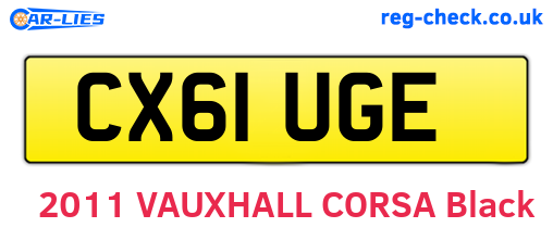 CX61UGE are the vehicle registration plates.