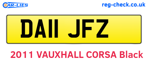 DA11JFZ are the vehicle registration plates.