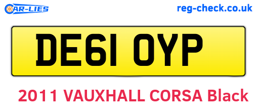 DE61OYP are the vehicle registration plates.