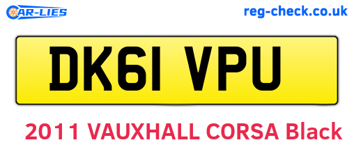 DK61VPU are the vehicle registration plates.