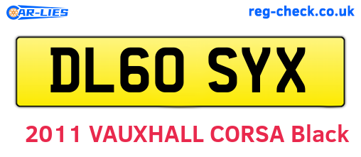 DL60SYX are the vehicle registration plates.