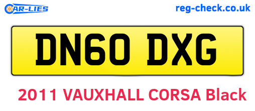 DN60DXG are the vehicle registration plates.