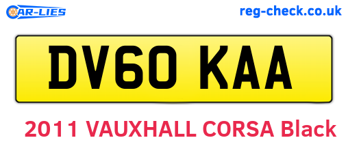 DV60KAA are the vehicle registration plates.