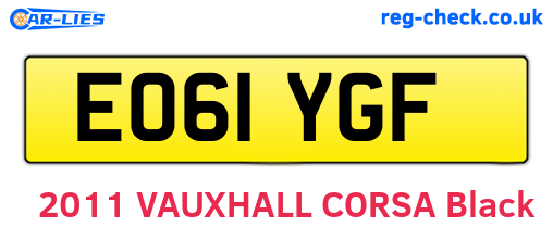 EO61YGF are the vehicle registration plates.