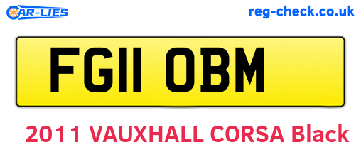 FG11OBM are the vehicle registration plates.