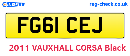 FG61CEJ are the vehicle registration plates.