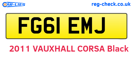 FG61EMJ are the vehicle registration plates.