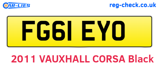 FG61EYO are the vehicle registration plates.
