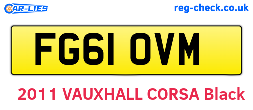 FG61OVM are the vehicle registration plates.