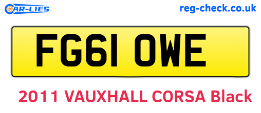 FG61OWE are the vehicle registration plates.