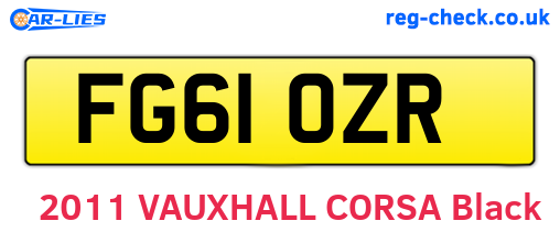 FG61OZR are the vehicle registration plates.