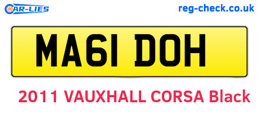 MA61DOH are the vehicle registration plates.